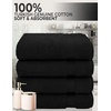image:imageCotton Paradise 4 Piece Turkish Bath Towels for Bathroom 100 Cotton Extra Large Soft Plush Towels Bathroom Set Aqua BlueCoal Black