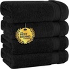 image:imageCotton Paradise 4 Piece Turkish Bath Towels for Bathroom 100 Cotton Extra Large Soft Plush Towels Bathroom Set Aqua BlueCoal Black
