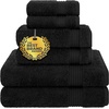 image:imageCotton Paradise 4 Piece Turkish Bath Towels for Bathroom 100 Cotton Extra Large Soft Plush Towels Bathroom Set Aqua BlueCoal Black