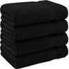 image:imageCotton Paradise 4 Piece Turkish Bath Towels for Bathroom 100 Cotton Extra Large Soft Plush Towels Bathroom Set Aqua BlueCoal Black