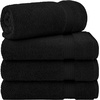 image:imageCotton Paradise 4 Piece Turkish Bath Towels for Bathroom 100 Cotton Extra Large Soft Plush Towels Bathroom Set Aqua BlueCoal Black