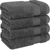 image:imageCotton Paradise 4 Piece Turkish Bath Towels for Bathroom 100 Cotton Extra Large Soft Plush Towels Bathroom Set Aqua BlueDark Gray