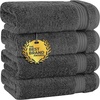 image:imageCotton Paradise 4 Piece Turkish Bath Towels for Bathroom 100 Cotton Extra Large Soft Plush Towels Bathroom Set Aqua BlueDark Gray