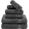 image:imageCotton Paradise 4 Piece Turkish Bath Towels for Bathroom 100 Cotton Extra Large Soft Plush Towels Bathroom Set Aqua BlueDark Gray
