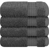 image:imageCotton Paradise 4 Piece Turkish Bath Towels for Bathroom 100 Cotton Extra Large Soft Plush Towels Bathroom Set Aqua BlueDark Gray