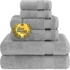 image:imageCotton Paradise 4 Piece Turkish Bath Towels for Bathroom 100 Cotton Extra Large Soft Plush Towels Bathroom Set Aqua BlueLight Grey