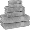 image:imageCotton Paradise 4 Piece Turkish Bath Towels for Bathroom 100 Cotton Extra Large Soft Plush Towels Bathroom Set Aqua BlueLight Grey
