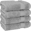 image:imageCotton Paradise 4 Piece Turkish Bath Towels for Bathroom 100 Cotton Extra Large Soft Plush Towels Bathroom Set Aqua BlueLight Grey