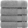 image:imageCotton Paradise 4 Piece Turkish Bath Towels for Bathroom 100 Cotton Extra Large Soft Plush Towels Bathroom Set Aqua BlueLight Grey