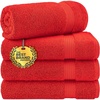 image:imageCotton Paradise 4 Piece Turkish Bath Towels for Bathroom 100 Cotton Extra Large Soft Plush Towels Bathroom Set Aqua BlueRed