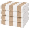 image:imageCotton Paradise Cabana Stripe Beach Towels 4 Packed 30x60 inches Extra Large Pool Towels Soft Absorbent Quick Dry YellowBeige