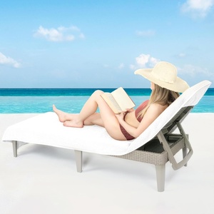 image:imageCotton Paradise 2 Piece Lounge Chair Towels with Pocket 32  86 inches Pool Chair Towels Soft and Absorbent Chaise Lounge Towels for Pool Light Gray 2 PieceWhite