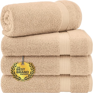 image:imageCotton Paradise 4 Piece Turkish Bath Towels for Bathroom 100 Cotton Extra Large Soft Plush Towels Bathroom Set Aqua BlueBeige