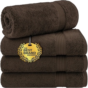 image:imageCotton Paradise 4 Piece Turkish Bath Towels for Bathroom 100 Cotton Extra Large Soft Plush Towels Bathroom Set Aqua BlueChocolate Brown