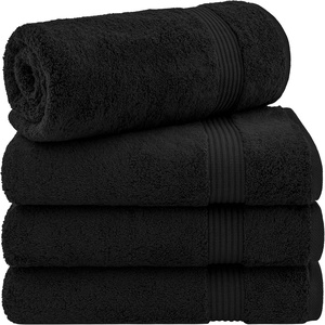 image:imageCotton Paradise 4 Piece Turkish Bath Towels for Bathroom 100 Cotton Extra Large Soft Plush Towels Bathroom Set Aqua BlueCoal Black