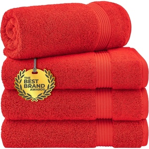image:imageCotton Paradise 4 Piece Turkish Bath Towels for Bathroom 100 Cotton Extra Large Soft Plush Towels Bathroom Set Aqua BlueRed