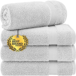 image:imageCotton Paradise 4 Piece Turkish Bath Towels for Bathroom 100 Cotton Extra Large Soft Plush Towels Bathroom Set Aqua BlueSilver Grey