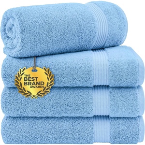 image:imageCotton Paradise 4 Piece Turkish Bath Towels for Bathroom 100 Cotton Extra Large Soft Plush Towels Bathroom Set Aqua BlueSky Blue