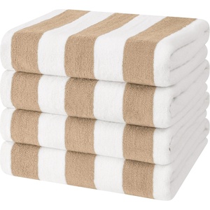 image:imageCotton Paradise Cabana Stripe Beach Towels 4 Packed 30x60 inches Extra Large Pool Towels Soft Absorbent Quick Dry YellowBeige