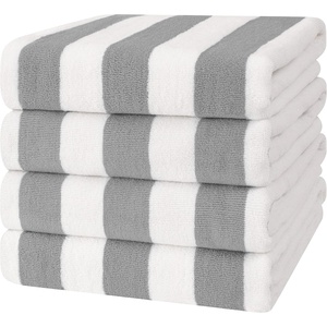 image:imageCotton Paradise Cabana Stripe Beach Towels 4 Packed 30x60 inches Extra Large Pool Towels Soft Absorbent Quick Dry YellowLight Gray