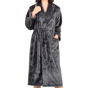 image:imageCotton Paradise Mens and Womens Robe Warm Fleece Unisex Bathrobes Plush Couple RobesDark Gray